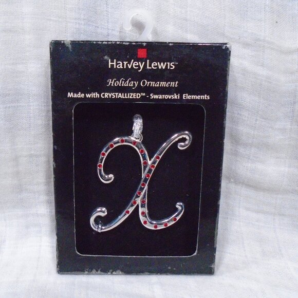 Harvey Lewis Initial "X" Holiday Ornament Crystallized Swarovski Elements - Picture 1 of 2